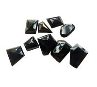 Gems For Jewels 17-20mm Black Onyx RoseCut Cabochon, Faceted Fancy Cut Flat Black Onyx Gemstones For Jewelry, 5 Pieces- GODP277Z