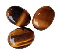 Gems For Jewels 18-19 mm Tigers Eye Plain Cabochons, 3 Pieces Plain Tigers Eye Flat Back Loose Gemstones For Jewelry - NNP517Z