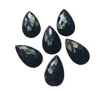 Gems For Jewels 18x30mm Black Chalcedony Faceted Pear Cabochons, 3 Pcs Loose Flat Back Black Pear Gems Chalcedony Stones For Jewelry - GS3149Z