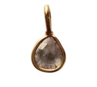 Gems For Jewels Salt And Pepper Slice Raw Diamond Connector, Uncut Single Loop 925 Silver Gold Plated Diamond Slice Connectors - PAD8