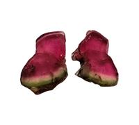 Gems For Jewels Watermelon Tourmaline Slices, Matched Pair 2 Pcs Raw Watermelon Tourmaline Slices, 7.5x11mm - VICP290M2