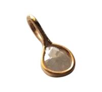 Gems For Jewels White Grey Slice Raw Diamond Connector, Uncut Single Loop 925 Silver Gold Polished Diamond Slice Connectors - PAD12