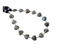 Gems For Jewels Women's 8mm Labradorite Heart Beads, 7 Inch, 15 Pcs Labradorite Faceted Heart Straight Drill Beads, Natural Labradorite for Jewelry - ADG389, 8mm Approx.