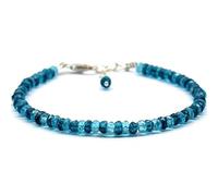 Gems_Hub Blue Topaz Bracelet with Silver Plated Clasp - 3.5-4mm Rondelle Beads - Faceted Cut - 7 inch - Healing, Fashion, Gift, Spiritual, Yoga|FIZA_LINK_01654