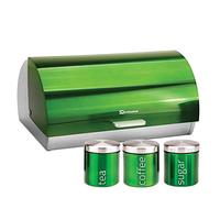 SQ Professional Gems Metallic Bread Bin and Canisters Emerald Green, 43.2x28.2x19 cm