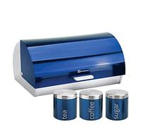 SQ Professional Gems Metallic Bread Bin and Canisters Blue, Sapphire, 40.2x27.2x19 cm