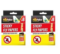 GEMS| Pest Police 16 Pack Sticky Paper Fly Catchers, Skicy Fly Traps Indoor, Fly Catcher Indoor & Outdoor, Fly Traps for Home, Fruit Fly Trap, No Mess Sticky Tape, Unwanted Fly Insect Catcher