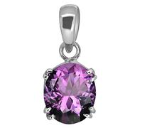 GEMS RIVER 13.25 Ratti Original Certified Katela Amethyst Locket Pendant with Astrological Birthstone Silver Plated for Men Women, S, Silver Plated, Natural Amethyst, Silver,