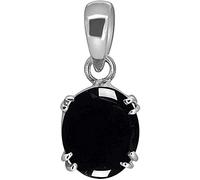 GEMS RIVER 17.25 Ratti 16.56 Carat Black Sulemani Hakik Silver Plated Pendant AA Quality Natural Sulemani Hakik/Hakeek Loose Gemstone for Women's and Men's, Silver Plated, Sulemani Hakik
