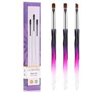 GEMSANVA Nail Art Clean Up Brushes,3PCS Nail Brush For Cleaning Polish Mistakes on the Cuticles,Flat/Oval/Fine Angled Gel Nail Brushes For Nail Art Design Painting and DIY Tools (BLACK PURPLE)
