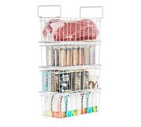Gemsaya 4 Pack Chest Freezer Baskets, Stackable Freezer Organiser with Handles, Deep Fridge Organizer Bins with Handles, Wire Storage Basket for 198L Sort Frozen Foods (White)