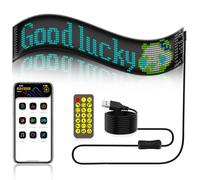 Gemsaya Car LED Sign, 59.5 x 12 cm Flexible LED Matrix Panel, Bluetooth App Control Scrolling Led Display Board, Programmable DIY Edit Animations Text Message Board, USB Neon Sign with Remote Control