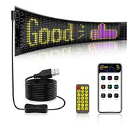 Gemsaya Car LED Sign, Flexible LED Matrix Panel 37.5x9.2cm/ 15x4", Bluetooth App Control Scrolling Led Display Board, Programmable DIY Edit Animations Text Message Board w/Remote Control