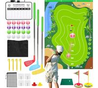 Gemsaya Golf Battle Play Set, Includes Chipping Game Mat, 3 Golfclubs, Hitting Mat, 20 Balls, Scoreboard, Golfs Practice Set for Kids Outdoor Indoor Family Fun Golf Skills Training, Colorful