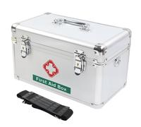 Gemsaya Medical Storage Box, Large Lockable Medicine Storage Box Organiser with Handle, Portable First Aid Box Empty with Shoulder Strap & Compartment, Household Medical Locked Box, 31.5x18x18 cm