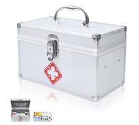 Gemsaya Medical Storage Box, Large Lockable Medicine Storage Box Organiser with Handle, Portable First Aid Box Empty with Compartment, Household Medical Locked Box for Home School Office, 25x14x16 cm