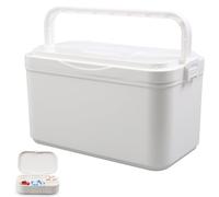 Gemsaya Medicine Storage Box, Large Medicine Storage Box Organiser with Lids, Portable First Aid Box with Handle, Household Medication Storages Boxes Medical Organiser for Home School Office, White