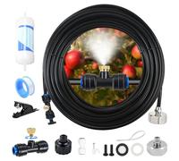 Gemsaya Misting Cooling System, 59 FT (18M) Misting Line with 18pcs Brass Mist Nozzles & Brass Adapter (3/4" + 1/2"), Outdoor Misters Cooling System for Patio Garden Lawn Greenhouse