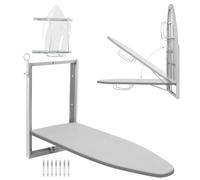 Gemsaya Wall Mounted Ironing Board with Iron Holder, 180° Rotatable Foldable Sturdy Ironing Station with Removable Cotton Fabric Cover, Compact Mount Fold Down Iron Board, Space Saving, 92 x 31 cm