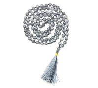 GEMSCITE Japa Mala 108 Prayer Beads Perfect for Meditation Spiritual Mala Necklace & Wrist Mala Bracelet, Without Knots, Stone, agate(larvikite black labradorite)