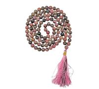 GEMSCITE Japa Mala 108 Prayer Beads Perfect for Meditation Spiritual Mala Necklace & Wrist Mala Bracelet, Without Knots, Stone, agate(rhodonite with black matrix)