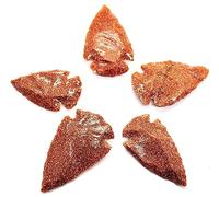 GEMSCITE Red Goldstone Arrowheads (5 PCS) - 1" to 1.50" Agate Arrowheads for DIY Project Craft Point Necklace, Jewelry Making & Gifting - Natural Indian Arrowheads