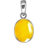 Gemscom 10.50 Carat 11.25 Ratti Certified Natural Yellow Sapphire Pendant/Locket (Pukhraj Stone Panchadhatu Pendant) AAA Quality Gemstone, Yellow Sapphire, Yellow Sapphire