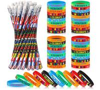 Gemscream 100 Pcs Heritage Month Party Favors Bulk Included Rubber Bracelets and Hispanic Heritage Month Pencils Classroom Teacher Supplies Rewards for Gifts Festival Accessory Party Decorations