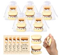 Gemscream 100 Sets Valentines Coworker Appreciation Gifts Inspirational Smores Stress Balls Realistic Marshmallow Toy with Thank You Card Organza Bag for Team Employee Staff Registered Dietitians