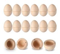 Gemscream 12 Set Easter Magnetic Wooden Eggs Fillable Hollow Wood Eggs 2.4 x 1.8 Inches Easter Basket Stuffers for Holiday Hunt Party Supplies Decor Craft(Natural Color)