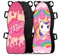 Gemscream 2 Pcs Large 45" x 17" Foldable Snow Sled Fits 2 Children or 1 Adult Ultra Portable Fast Winter Sled Strong and Sturdy Fabric Stitching Handles with Steering Kid's Winter Fun(Pink Series)