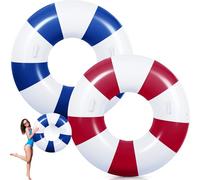 Gemscream 2 Pcs Large Pool Floats Swim Ring with Handles 47.24 Inch Inflatable Swimming Pool Tubes Adult Size for Summer Lounger Beach Party(Navy Blue,Maroon)
