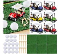 Gemscream 42 Pcs Golf Decorations for Party with Golf Practice Ball Mini Golf Cart Toy Artificial Grass Mat Turf Bamboo Tees Golf Table Centerpiece for Golf Party Table Toppers Decor Birthday Gifts