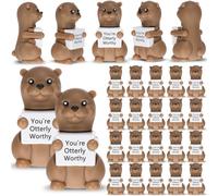 Gemscream 50 Pcs Positive Mini Sea Otter Figurines Tiny Otter Statue Small Gift Figures for Hide and Seek Prank Props Piñata Easter Egg Fillers Birthday Inspirational Gift for Colleague Staff