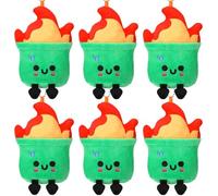 Gemscream 6 Pcs Dumpster Plush Toy with Fire for Keychain, Funny Positive Dumpster Plushie Emotion Support Motivation Gift for Coworker Employees Friends Party Favors Goodie Bag Fillers