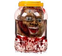 Gemscream Laboratory Faux Head in Jar Haunted House Decorations Halloween Props Severed Head Prop Creepy & Spooky Halloween Decorations Props for Insane Asylum Haunted House Size 9-1/2 Inches