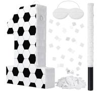 Gemscream Number 1 Soccer Piñata Bundle with Blindfold and Stick Small Piñata Party Decoration for Mexican Fiesta Cinco De Mayo School Anniversary Football Party Celebration Gift 15.75 x 11 x 2.8 in
