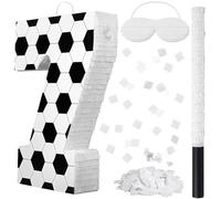 Gemscream Number 7 Soccer Piñata Bundle with Blindfold and Stick Small Piñata Party Decoration for Mexican Fiesta Cinco De Mayo School Anniversary Football Party Celebration Gift 15.75 x 11 x 2.8 in