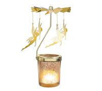 Gemseek Cute Fairy Rotary Candle Holder Spinning, Gold Metal Tea Light Candle Carousel Spinner for Home Decoration Festival Gift
