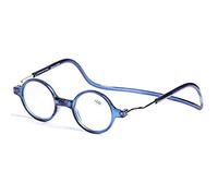 GEMSeven Round Frame Magnetic Reading Glasses With Adjustable Silicone Neck Hanging Clip On Magnet Holder Presbyopic Glasses