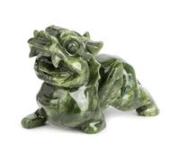 gemshan Green Jade Pi Xiu/Pi Yao Statue - Wealth Guardian with Meticulous Wing/Teeth Detailing | Authentic Jade (Not Resin) | Feng Shui Money Attractor & Evil Warder