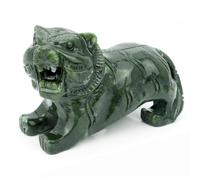 gemshan Handmade Tiger Statue-Natural Jade Tiger Sculpture for Home Decor Tiger Figure Collection Art Carved Figurine Animal Decorative Sculpture Ornament