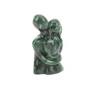 gemshan Hugging Couple Statues Green Natural Jade Lovers Statue Hand Carved Small Art Couple Sculpture Pocket Art Figurine for Home Office Decoration
