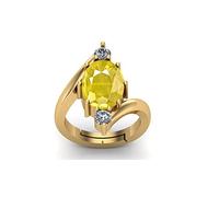 GEMSJEWELS - Gold Plated Ring with Natural Yellow Sapphire Gemstone 5.25 Ratti without Heating for Women and Men, AA Quality Yellow Sapphire Ceylon Mined, AA Quality Sapphire Yellow Ceylon