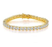 GEMSME Gold Bracelets for Men and Women 18K Yellow Gold Plated 4.0 Round Cubic Zirconia Classic Tennis Bracelet Size 6-9 Inch, 8.5 inches, Green,Gold