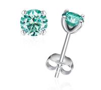 GemSpark 0.6ct / 1CT Multicolor 4 Prong Moissanite Stud Earrings | White/Green/Blue/Black | Hypoallergenic S925 Sterling Silver | 360° Sparkling Design | Mother's Day/Anniversary, 0.6CT, Sterling