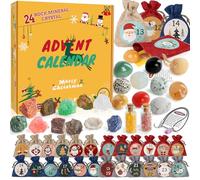 Gemstone Advent Calendar 2024, 24 Day Natural Crystal Minerals & Fossils Christmas Countdown Advent Calendars for Kids Rock Collection Enthusiasts Gifts for Boys Girls Adult Xmas Gemstone Dig Kit