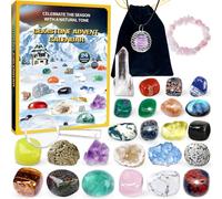 Gemstone Advent Calendar 2024 for Kids with 24 Days Christmas Countdown, Grystals & Natural Rock Stones & Minerals for Exploring, Learning, Collection, Xmas Gift for Girls Boys Geology Enthusiasts