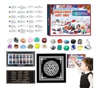 Gemstone Advent Calendar 2025 Crystal Advent Calendar 2025 with 24 Days Christmas Countdown for Women Men Includes 14 Gemstone Collection Bottles and a Tarot Tablecloth (48 * 48cm)