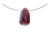 Gemstone Agate Pink Botswana Tumbled Stone Drilled Free Shapes Pendant with Leather Strap